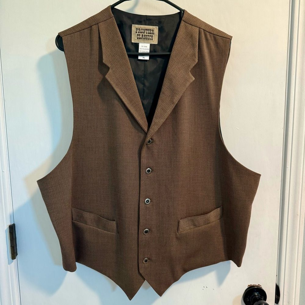 Frontier Classics Brown Herringbone Vest XL Western Historical Victorian Cosplay